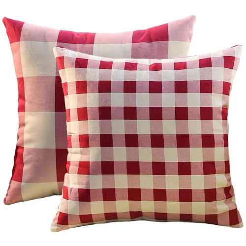 Pillow With Red And White Plaids Pattern Cushion